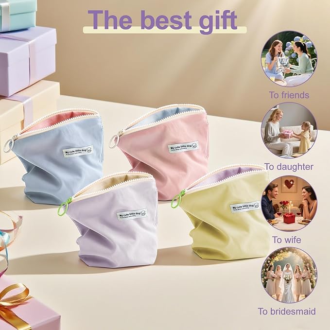 4 Pcs Period Bags for Teen Girls, Cute Sanitary Napkin Storage Bag, Discreet Menstrual Pouch, Mini Makeup Bag, Travel Toiletry Bags