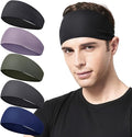 Acozycoo Mens Running Headband,5Pack,Mens Sweatband Sports Headband for Running,Cycling,Basketball,Yoga,Fitness Workout Stretchy Unisex Hairband (Black, Green, Dark Gray, Dark Blue,Light Purple)