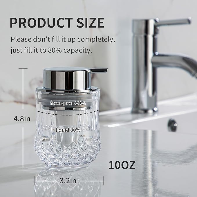 Enra Foaming Soap Dispenser for Bathroom and Kitchen - Glass Refillable, Modern Home Design (Clear/Silver Foam Pump)