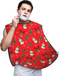 Men's Shaving Accessory Christmas Red Deer Snowman, Waterproof Beard Apron with Hair Catcher & Suction Cups
