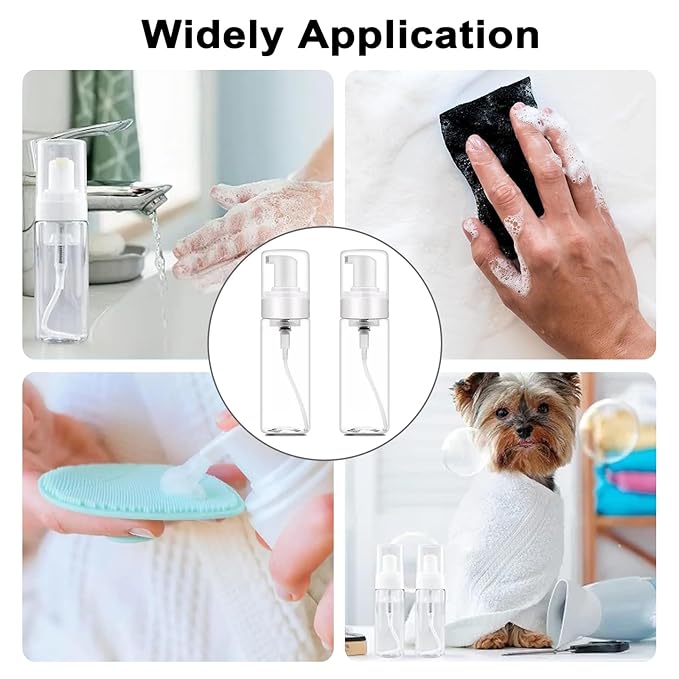 Autdor Foam Pump Bottle 3.5oz 2Pcs Foaming Soap Dispenser 100ml Foaming Spray Bottle Empty Travel Foam Bottle Clear Foam Dispenser for Hand Soap Toiletries Shampoo Lotion