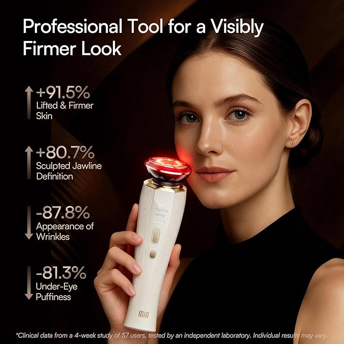INIA 3-in-1 Red Light Therapy Beauty Device for Face & Neck Skincare