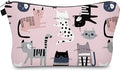 Aiphamy Cute Travel Makeup Bag Cosmetic Bag Small Pouch Gift for Women (Pink Cat)