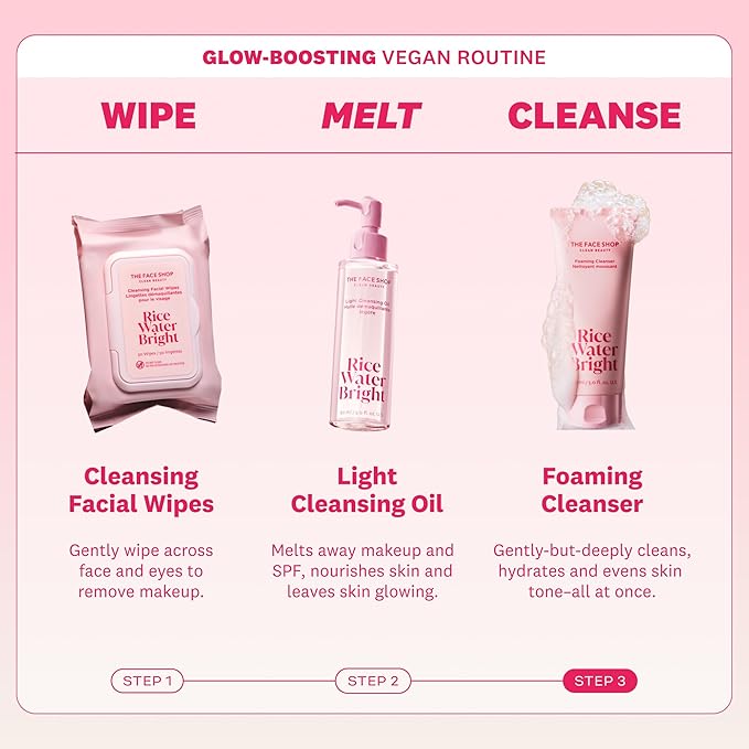 THE FACE SHOP Rice Water Bright Foaming Cleanser, Hydrating Korean Face Wash with Ceramides, Deep Pore Cleansing, All Skin Types, Gentle Skincare, Vegan, 10.1 fl. oz.