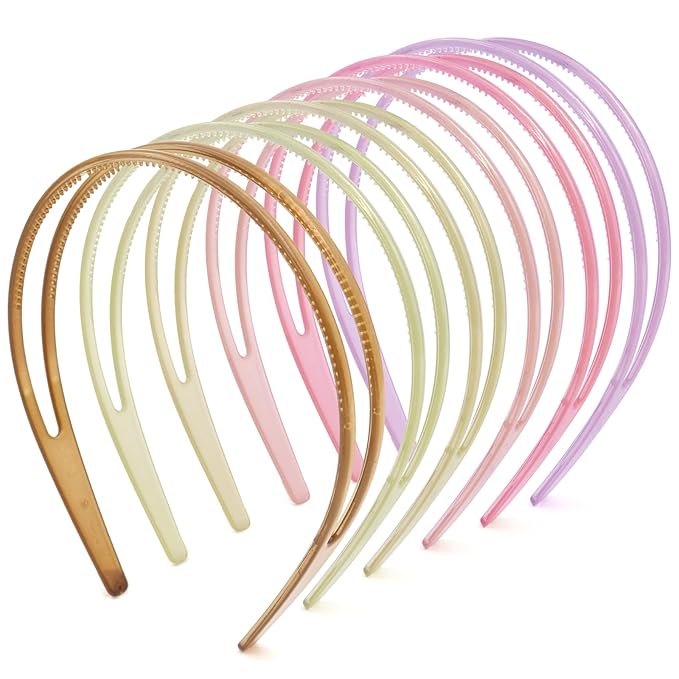 Plastic Thin Skinny Headbands - 6 Pack Double Row Teeth Comb Headbands - Non-Slip Headband with Teeth Hair -Headband for Women Girls multicolored