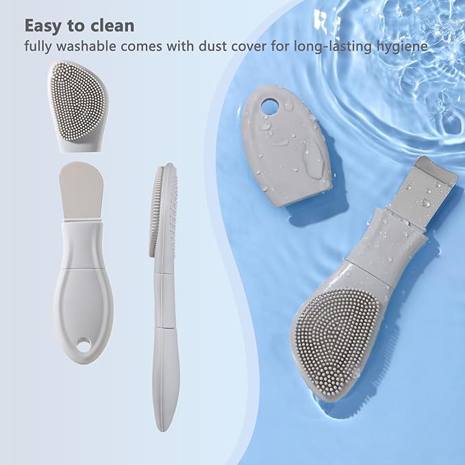 PeaKalo Silicone Face Scrubber Black Head Remover for Face- Appliances for Removing Make-up for Deep Cleansing Blackhead Remover Tools Face Spatula Makeup Removal Washing Brushes Pore Cleaner (Gray)