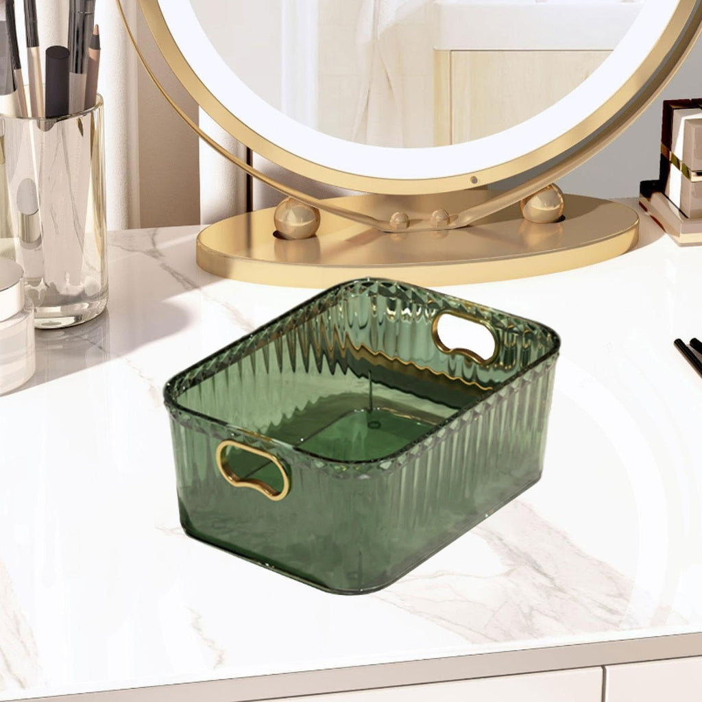 Bothyi Acrylic Makeup Storage Bin Jewelry Organizer Storage Container Lightweight Multipurpose Portable for Pantry Laundry Accessory, Dark Green