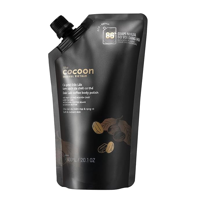 Cocoon Original Vietnam Dak Lak Coffee Body Scrub 600ml / 20.3 fl oz – Exfoliating Body Polish with Coffee Grounds, Cocoa Butter & Shea Butter for Soft, Smooth & Radiant-Looking Skin