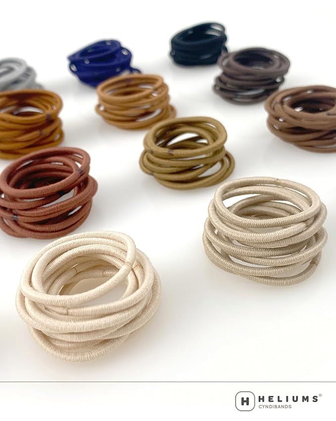Heliums Small Hair Ties - Copper - No Damage Mini 1 Inch Reusable 2mm Elastics for Thin Hair and Kids, Neutral Ponytail Holders - 48 Count