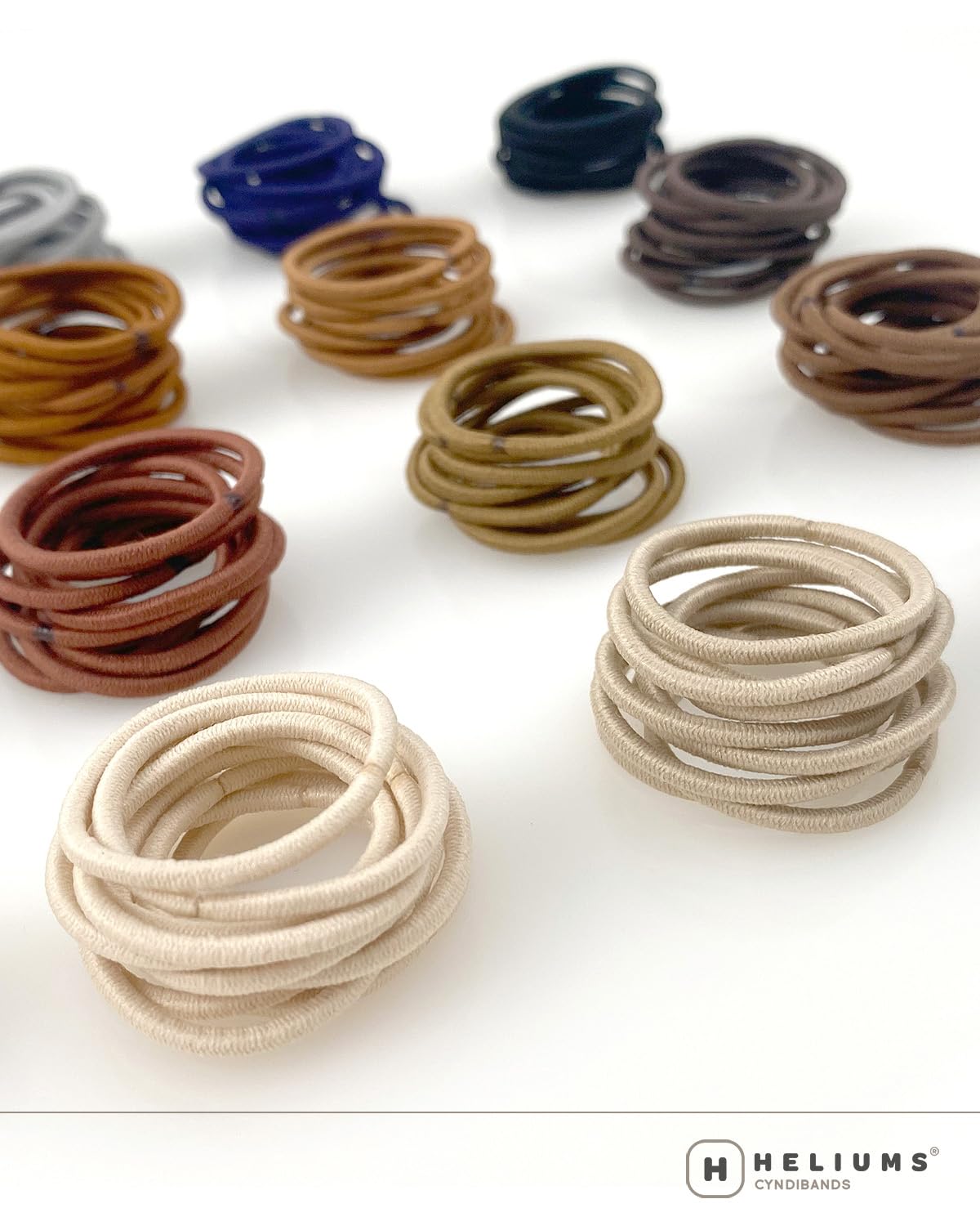 Heliums Small Hair Ties - Beige Blonde - No Damage Mini 1 Inch Reusable 2mm Elastics for Thin Hair and Kids, Neutral Ponytail Holders - 48 Count