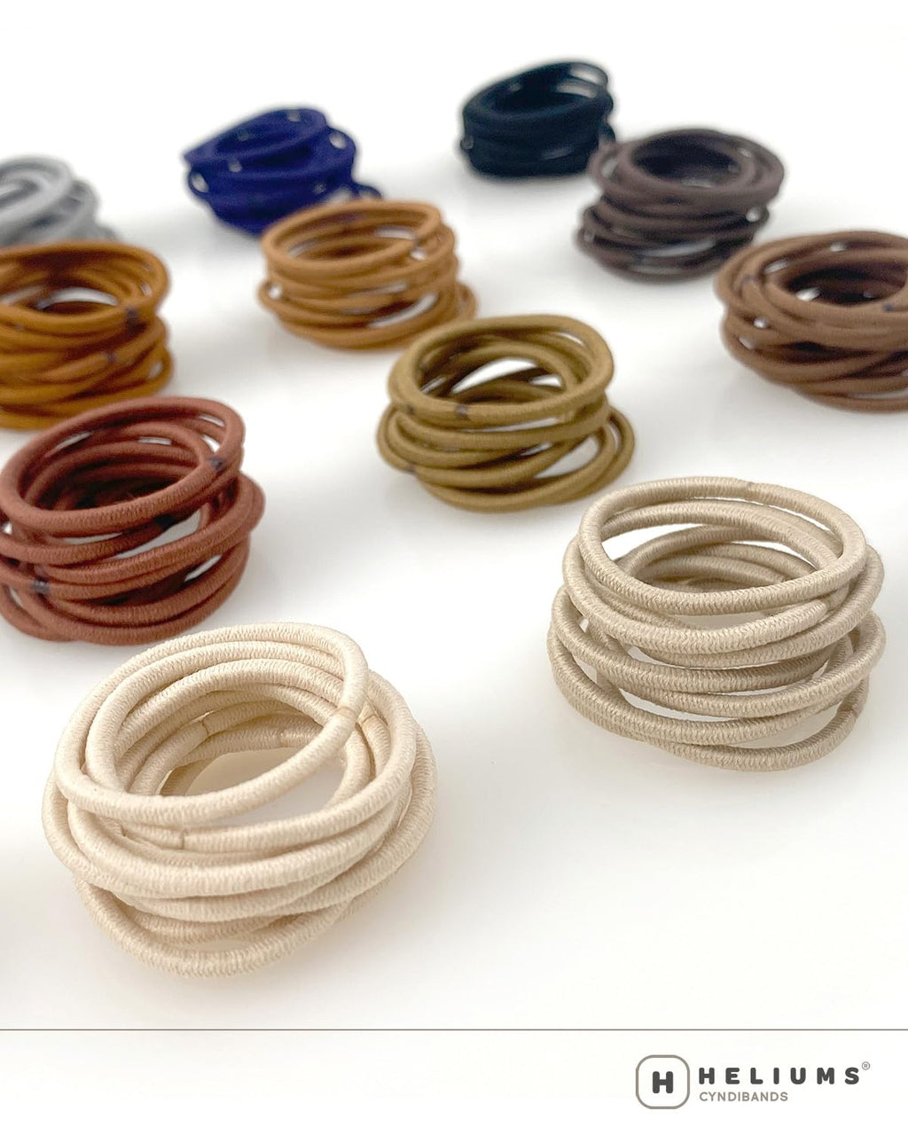 Heliums Small Hair Ties - Light Brown - No Damage Mini 1 Inch Reusable 2mm Elastics for Thin Hair and Kids, Neutral Ponytail Holders - 48 Count