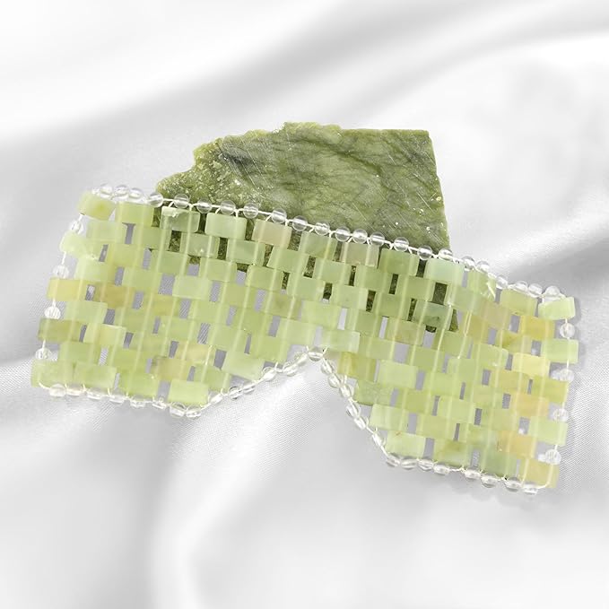 LazyGa Jade Eye Mask, Facial Cooling Mask with 100% Real Jade for Hot & Cold Therapy to Reduce Wrinkles, Puffiness, Migraines, and Anti-Aging
