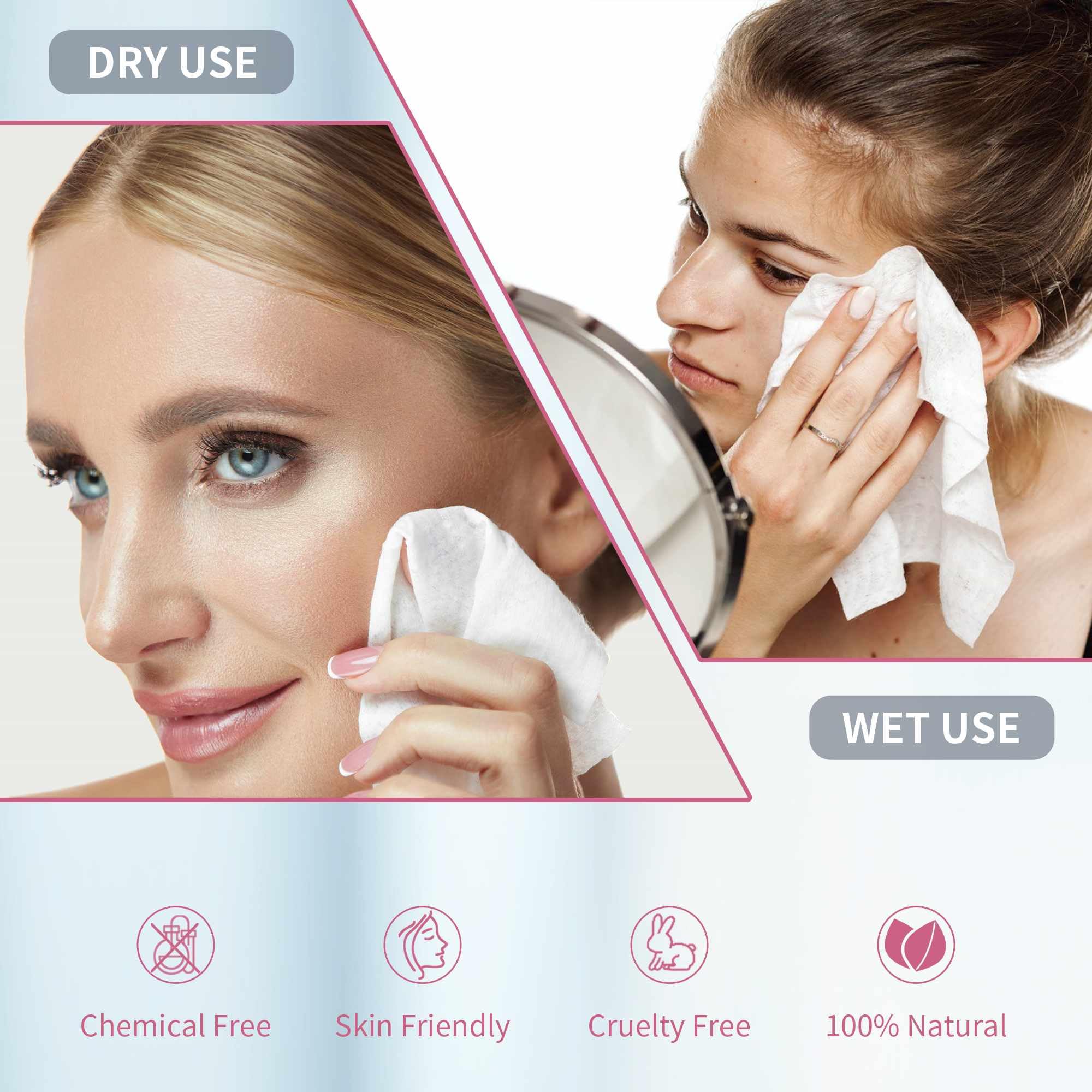 LAVDIK Disposable Face Towels, Extra Thick, 40 Count, Natural, Skin Cleansing Wipes
