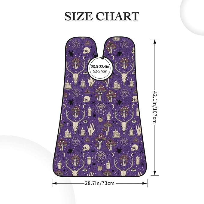 Beard Apron Hair Catcher, Witch Witchcraft Goth Skull Mushroom Shave Bib, Waterproof Non-Stick Shaving Bib, Trimming Grooming Tool for Dad Men Anniversary