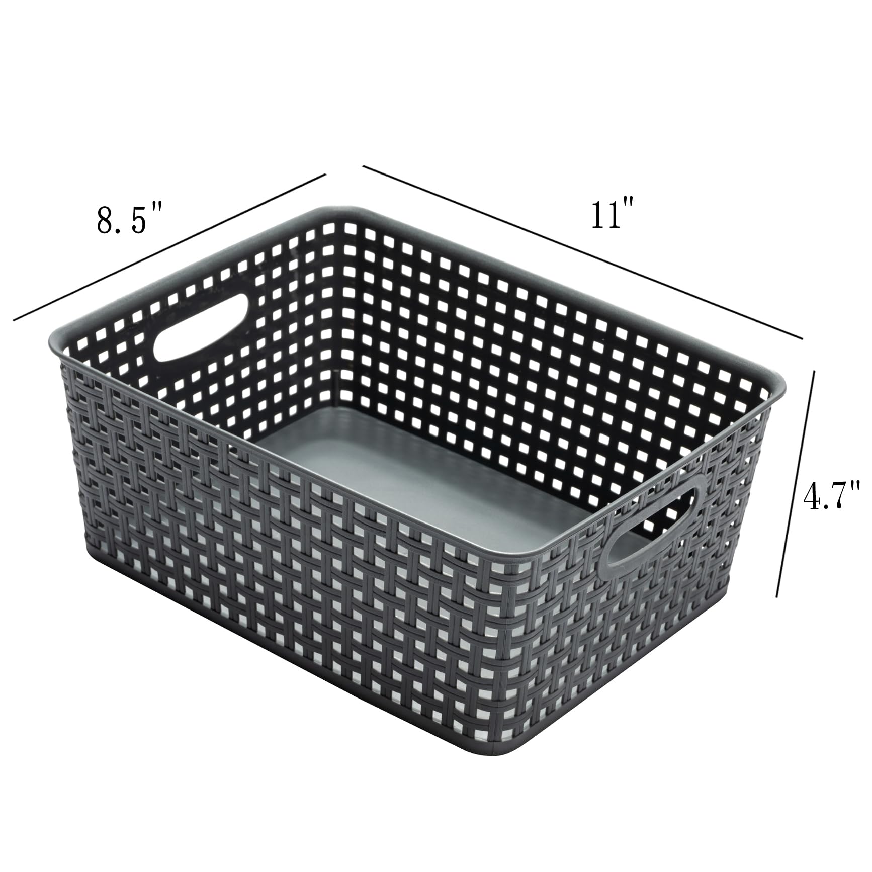Eslite Plastic Storage Baskets for Organizing,11"X8.5"X4.7",Pack of 4 (Grey)