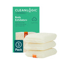 Cleanlogic Organic Cotton Small Exfoliating Body Scrubber (3.3 x 5.5 in) – Deep Cleansing Shower Exfoliator for Athletes, Fast-Drying Dead Skin Remover for Full Body – 3 Count Value Pack