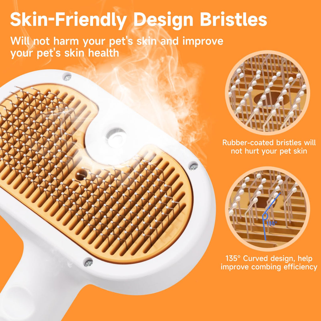 Pet Steam Brush for Dog & Cat Includes Waterless 2*Shampoo