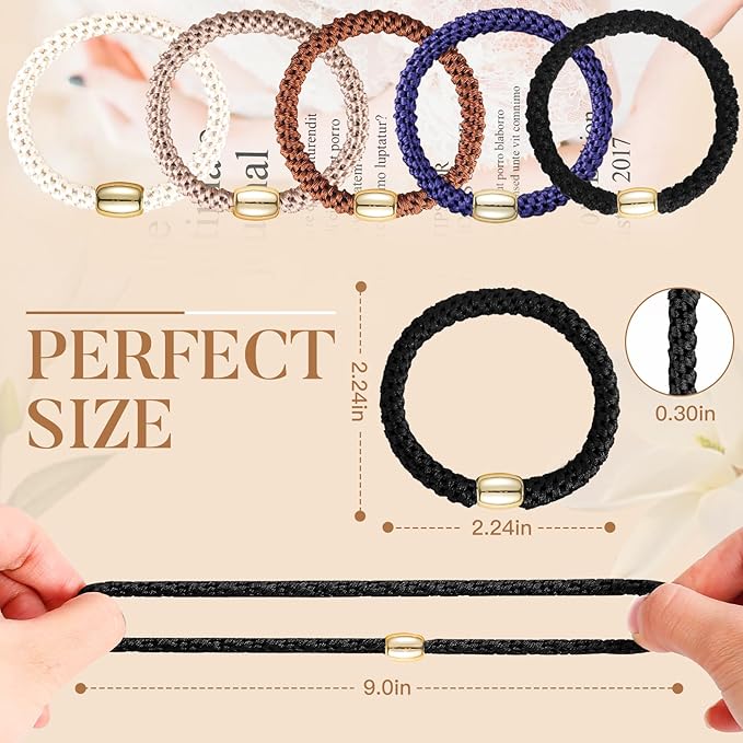 FORENEE Hair Ties No Damage - 10PCS Ponytail Holders - Elastic Hair Ties for Thick Hair - Braided Hair Bands for Women Girls's Hair - Classic Dinner