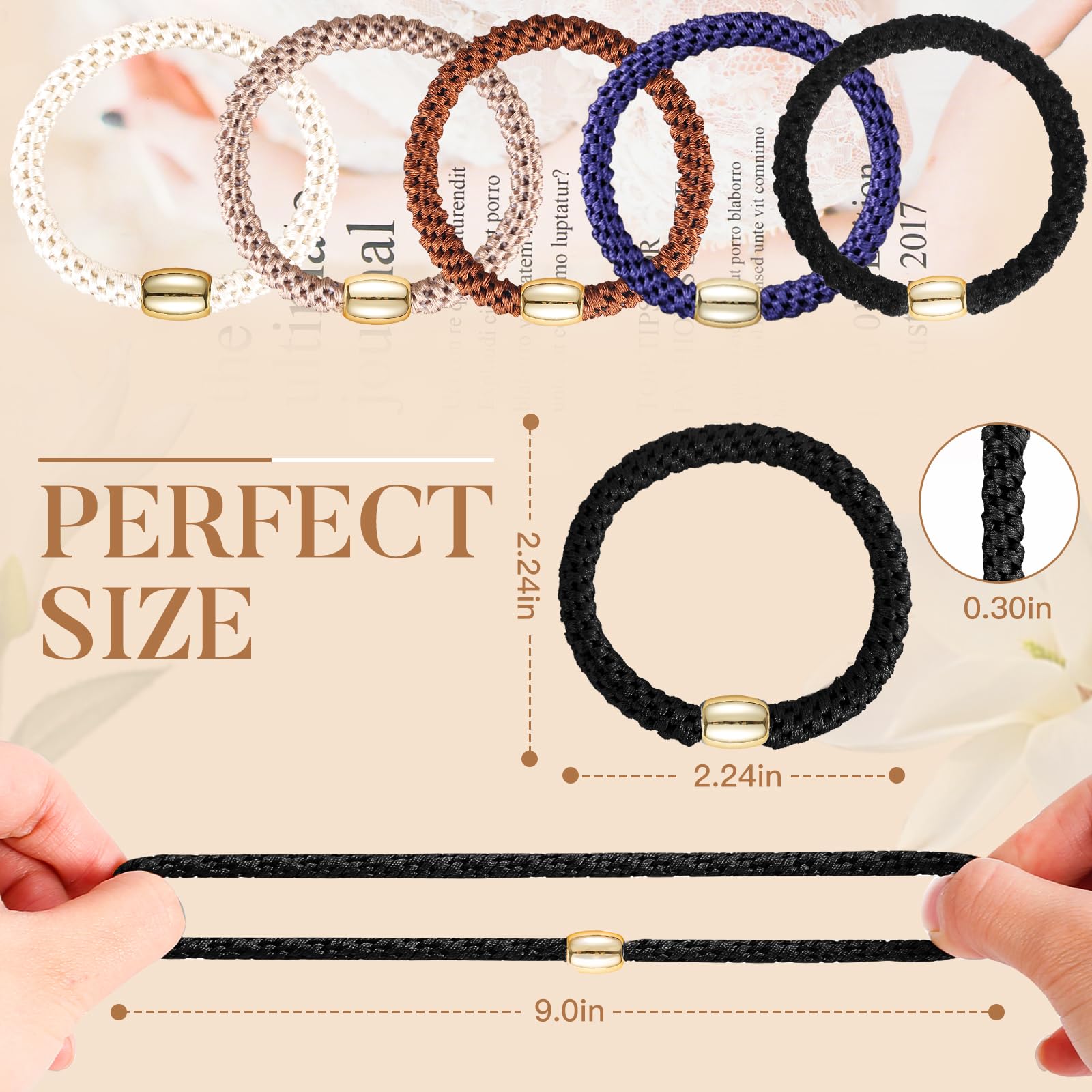 FORENEE 10Pcs Braided Hair Ties for Thick Hair - Classic Dinner