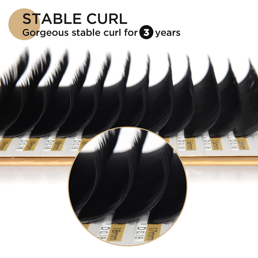 LASHVIEW Eyelash Extensions,Individual Lashes, Premium Single &Classic Lashes,0.18 Thickness C Curl 15-20mm Mixed Tray,Natural Semi Permanent Eyelashes,Soft Application-Friendly,Mink Lashes