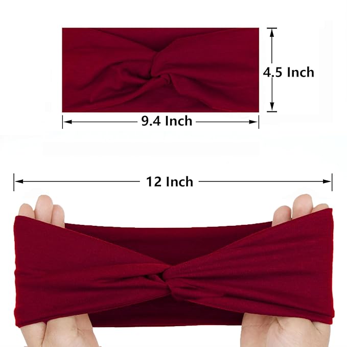 XTREND 6 Pcs Women's Headbands Twisted Cross Elastic Head Bands Yoga Workout Hairbands Non-Slip Sweat Soft Headband Solid Color Simple Versatile Hair Accessory Head Band
