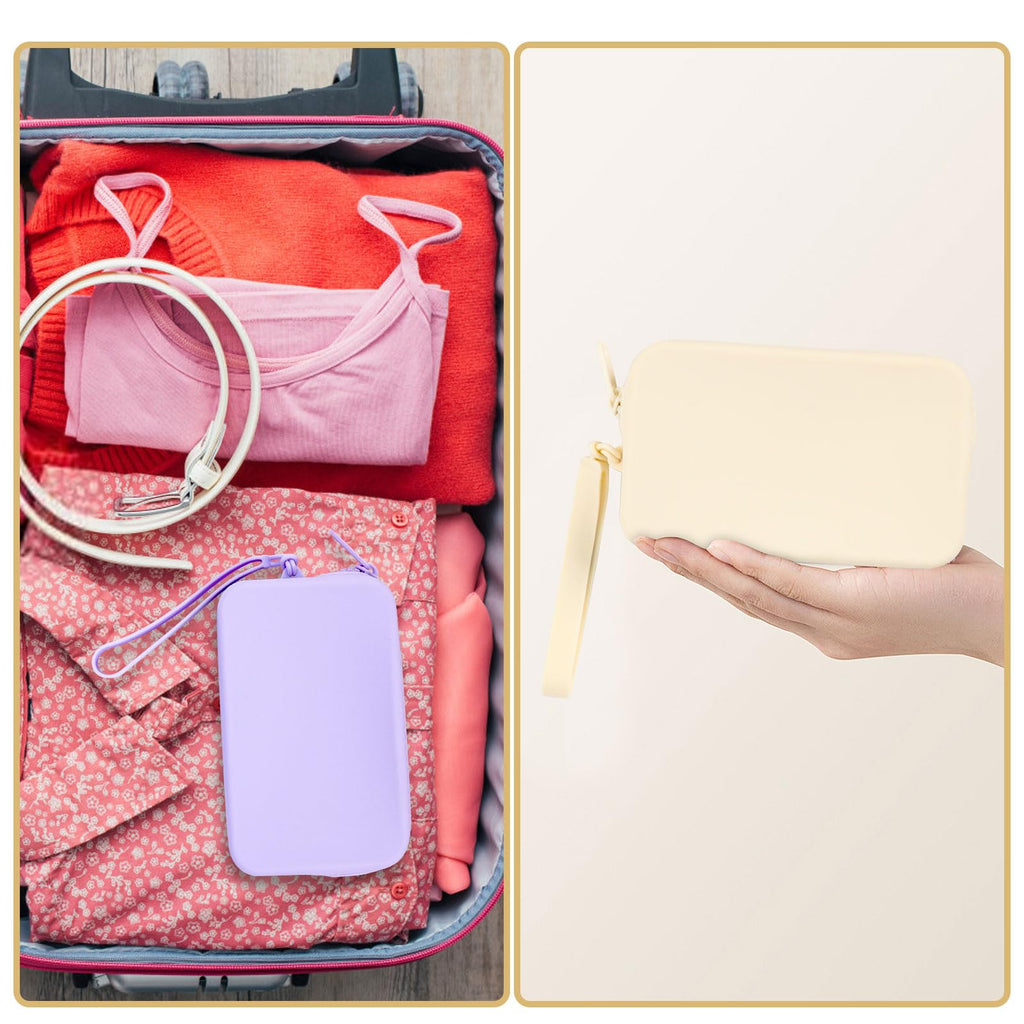 Silicone Period Bags, 2 Pcs Tampon Pouch with Zipper and Handle, Sanitary Napkin Holder for Purse, Keeping Discreet Feminine Products