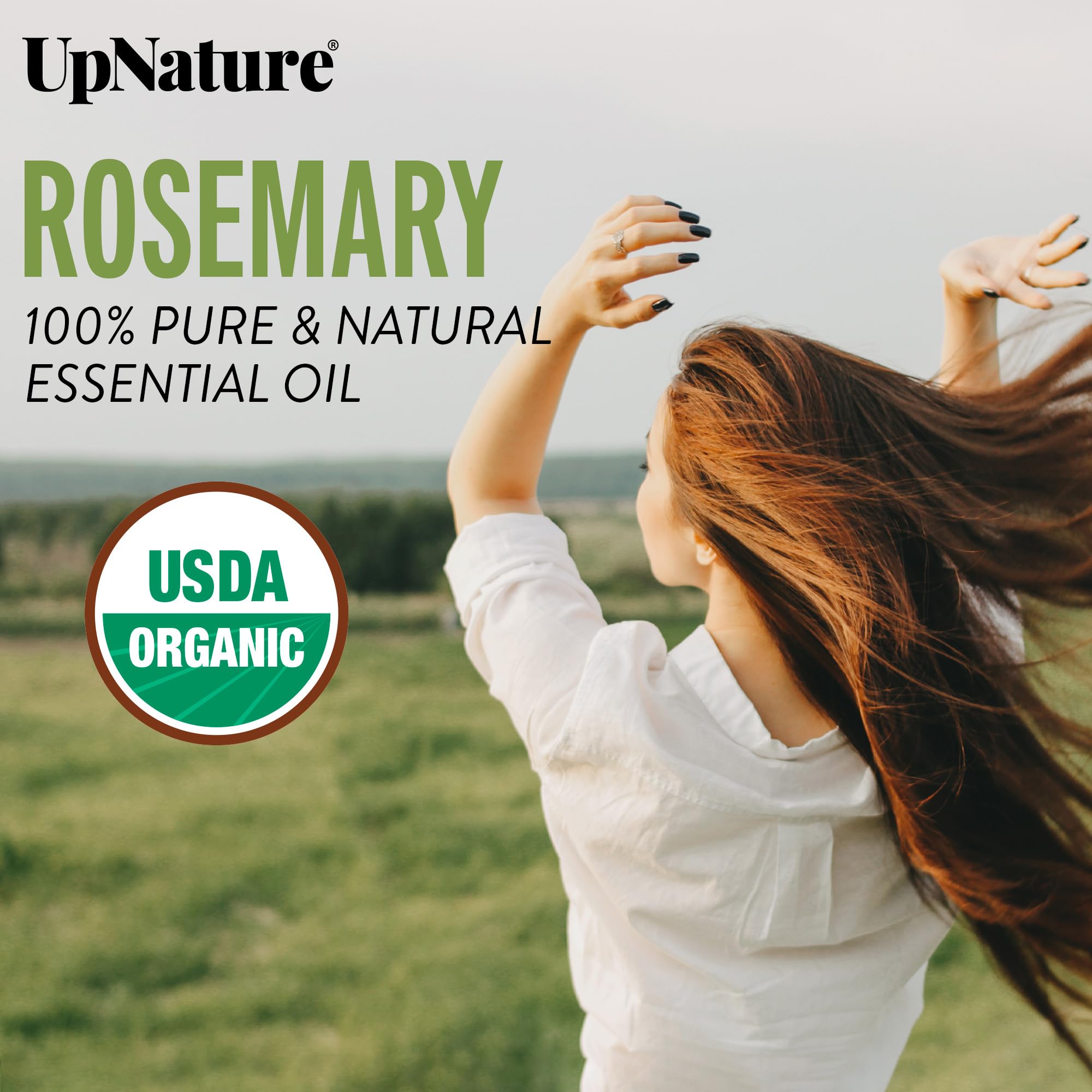UpNature Organic Rosemary Oil - 100% Pure Rosemary for Hair, Scalp, Skin, 2oz