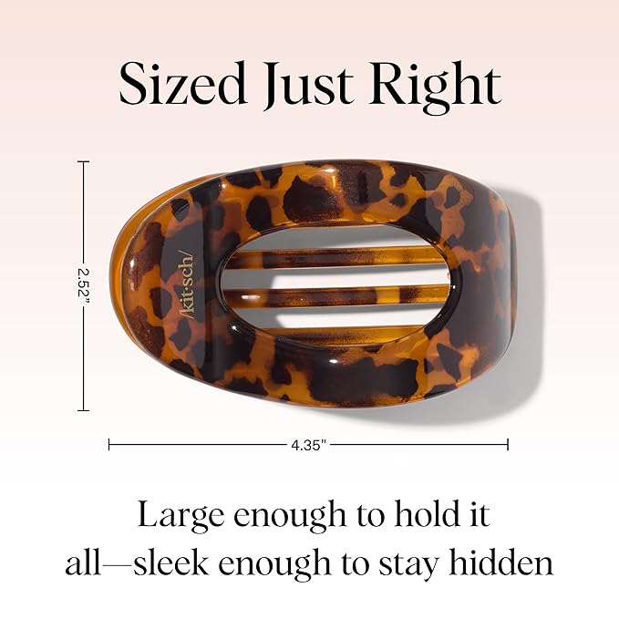 Kitsch Large Flat Claw Clips for Women - Stylish Flat Hair Clips, Strong Hold for Thick & Fine Hair | Non-Slip for Secure, Comfortable All-Day Wear - Tortoise Design