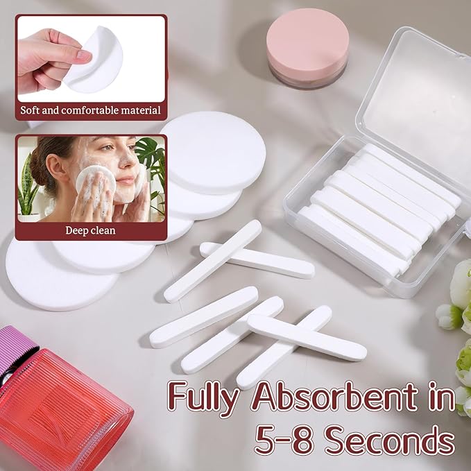 AOZUO 360 Pcs White Compressed Facial Sponges, Round Compress Face Sponge for Estheticians Soft Compressed Makeup Sponges with Travel case Face Exfoliating Pads for Washing SPA Makeup Removal