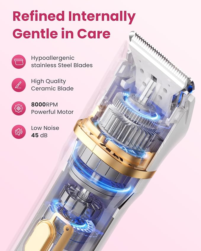 Bikini Trimmer for Women,5 in 1 Waterproof Electric Razors for Women Pubic Facial Nose Body Leg Hair Removal, Anniversary Birthday Christmas gifts for women self care, Stocking Stuffers for Teen Girls