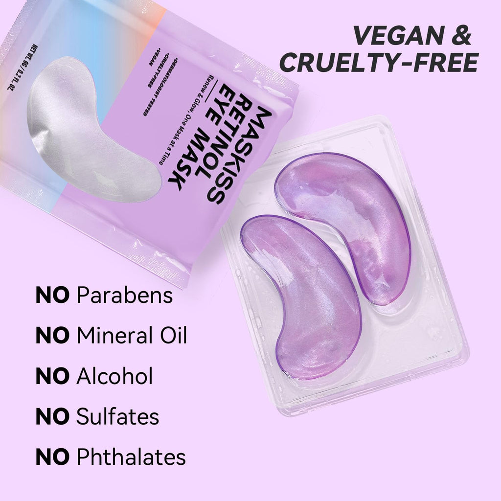 Maskiss Retinol Under Eye Patches (24 Pairs), Lavender Purple Eye Masks for Dark Circles, Puffy Eyes & Wrinkles, Firming Collagen Eye Patches, Vegan Cruelty-Free Skincare Gifts for Women