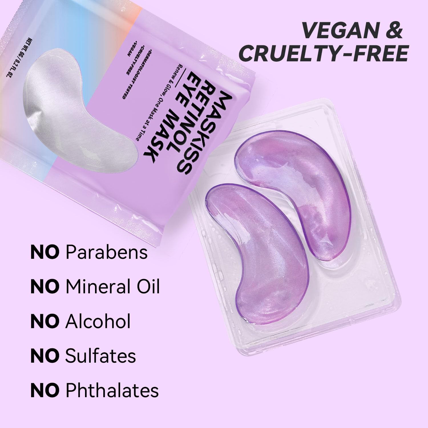 Maskiss Retinol Under Eye Patches (24 Pairs), Lavender Purple Eye Masks for Dark Circles, Puffy Eyes & Wrinkles, Firming Collagen Eye Patches, Vegan Cruelty-Free Skincare Gifts for Women