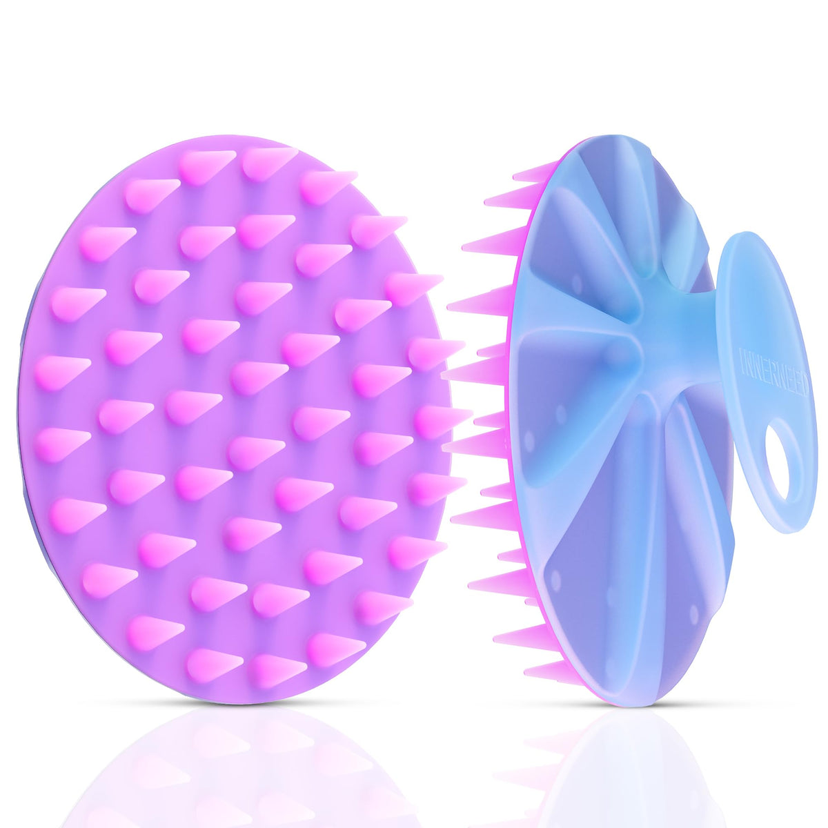One-piece Silicone Scalp Massager Shampoo Brush Hair Wash, Black+Pink