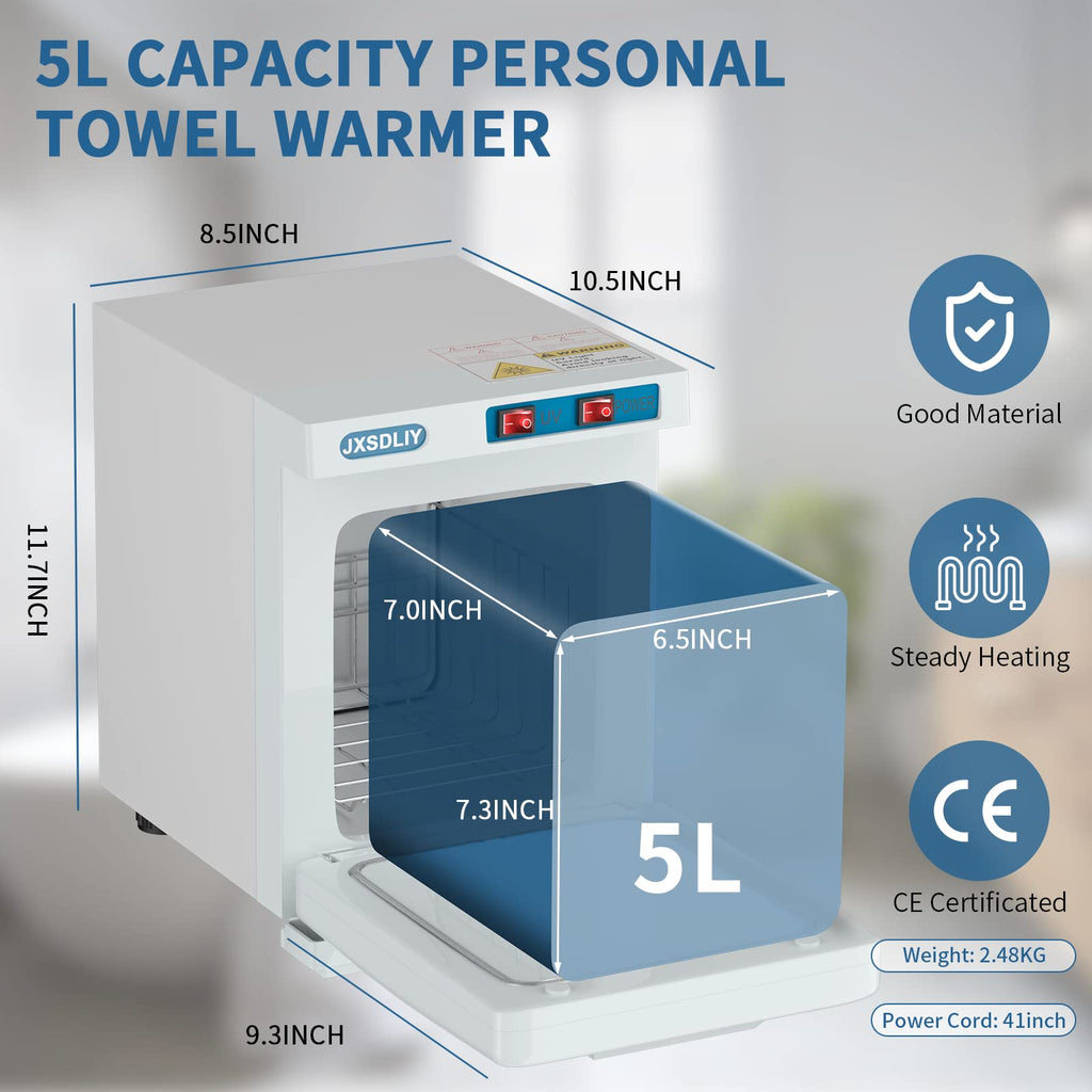 JXSDLIY Small Hot Towel Warmer for Spa Home Salon Esthetician 2-in-1 5L Mini Personal Hot Towel Cabinet Towel Warmers Spa, Fast Heating Towel Heater Towel Steamer for Facials…