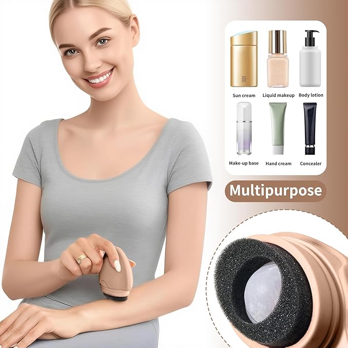 Sunscreen Applicator with Replaceable Body Sunblock Lotion Sponge 1.86oz Sunscreen Sponge Applicator Refillable Portable Silicone Washable for Women Adults Family Travel Size (khaki)