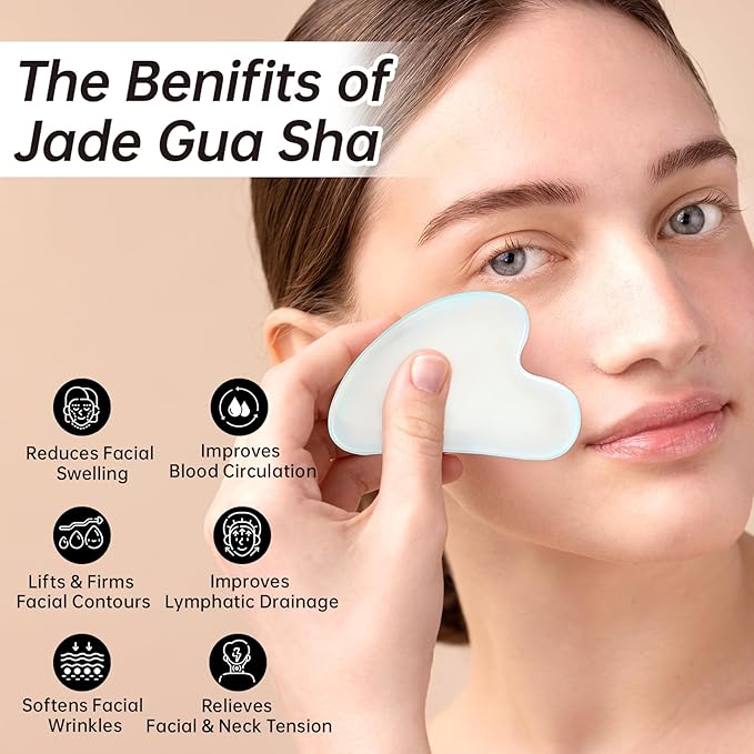 Olaemuo Jade Roller for Face, Opal Gua Sha Set Facial Massgae Tools