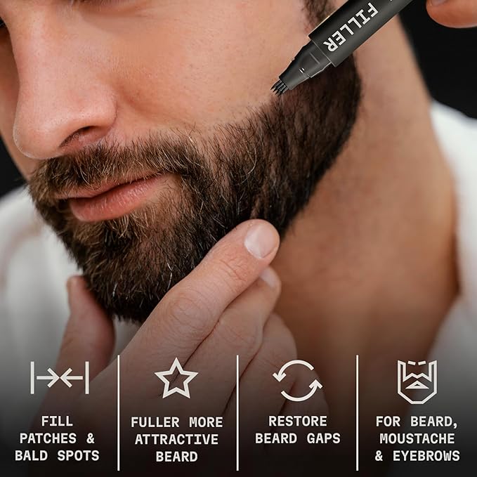 Striking Viking Beard Pencil & Bristle Brush for Men - Medium Black, 2 Pack