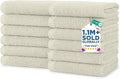 DAN RIVER 12 Pack Wash Cloths for Showering [12x12] - 100% Cotton Washcloths Premium Quality Flannel Face Cloths for Bathroom, Highly Absorbent and Soft Feel Wash Clothes, Ivory