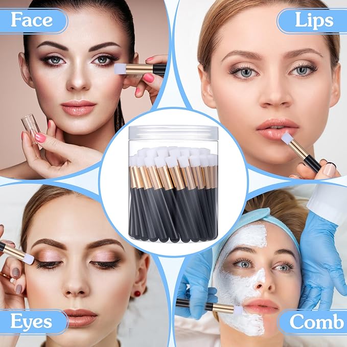 60 Pcs Lash Brushes for Cleaning, Lash Shampoo Brushes Eyelash Extension Cleansing Ultrafine Soft Bristles Nose Pore Deep Cleaning Facial Cleansing Brush with Container (Black, 3.8Inch)