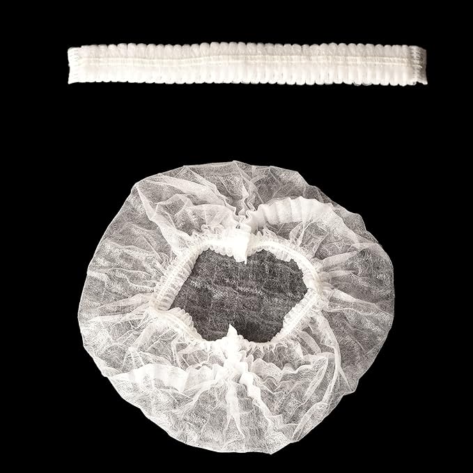 Disposable Bouffant Caps, 21inches Hair Net, Elastic Dust Cap for Food Service, Cooking, Salon,Spa,Spray tans, Restaurant,Industry,Garden,Kitchen Head Cover (White)
