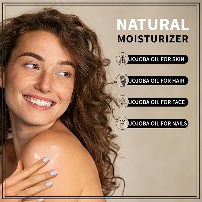32 fl oz (EWG Verified) 100% Pure Jojoba Carrier Oil - Unrefined, Hexane-Free, Cold Pressed for Skin, Face, Hair, Nails, and Massage