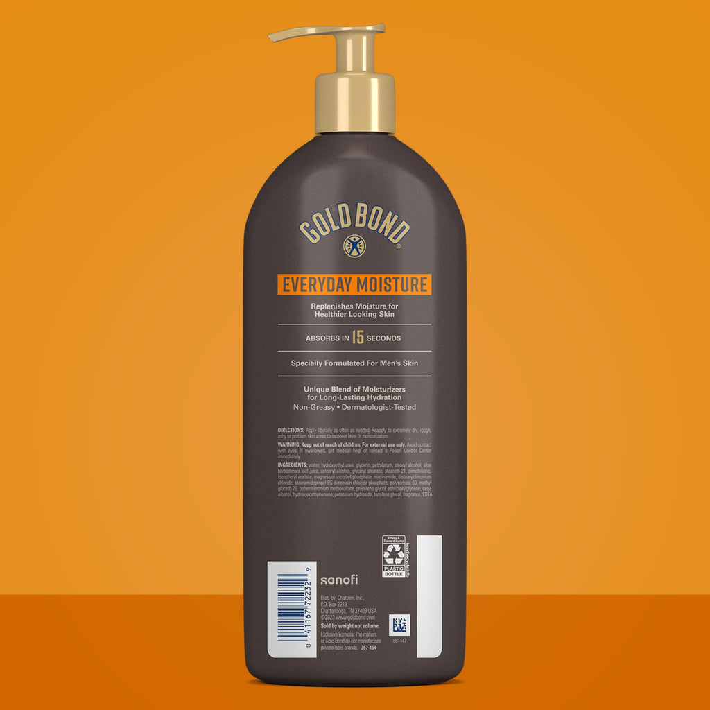 Gold Bond Men's Essentials Everyday Moisture Daily Body & Hand Lotion With Vitamin C, Hydrating Lotion Formulated for Men's Dry Skin, Value Size, 24 oz.