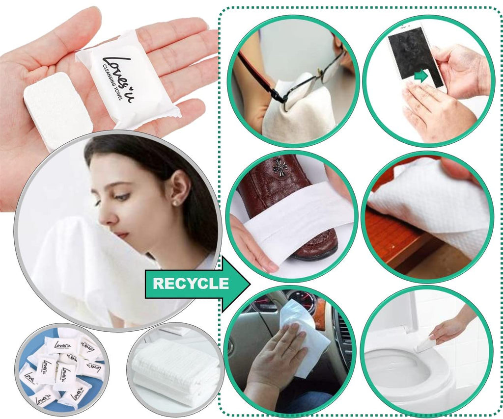 QUALIALL Compressed Washcloths Towels, Premium Disposable Wash Cloths for Travel Camping
