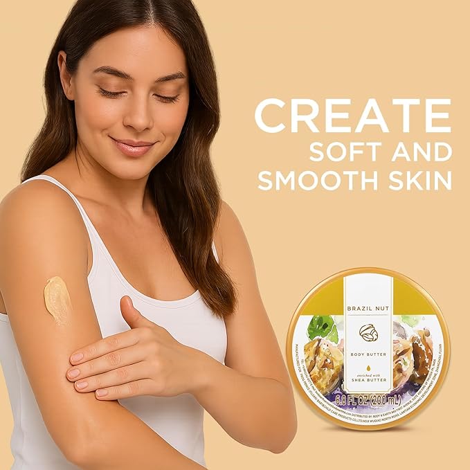 Princess Belle Brazil Nut Body Butter, Brazilian Body Butter Cream, Body Moisturizer for Dry Skin, Natural Shea Butter for Body Care, Deep Moisturizing and Softening-200ml(6.8 floz)