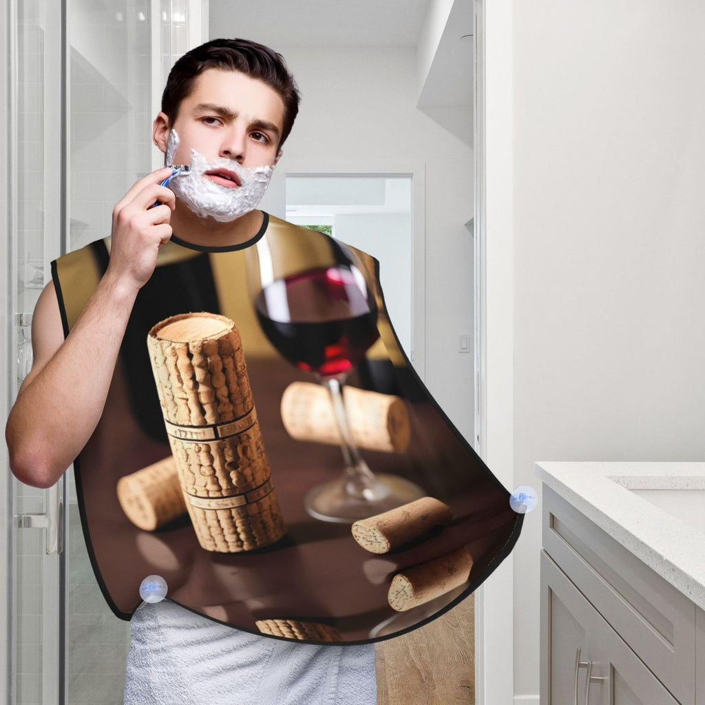 YQxwJL Wine Cork Print Beard Bib Shaving Apron, Beard Hair Trimming Cape Gift For Dad
