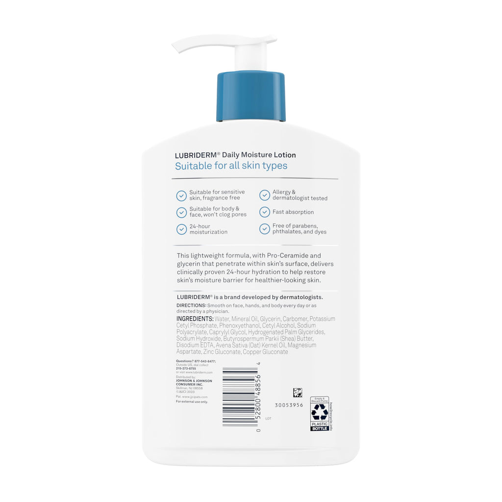 Lubriderm Daily Moisture Body Lotion, Fragrance Free, 16 fl. oz