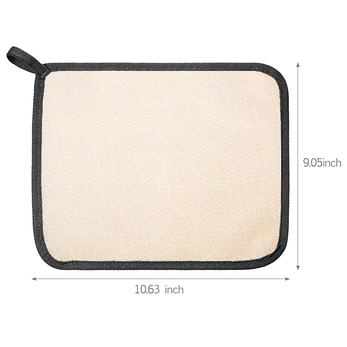 Tatuo 5 Pcs Exfoliating Face and Body Wash Cloths Towel Weave Bath Exfoliating Scrub Massage Bath Cloth for Women and Men, 10.23 x 8.66 Inch(Black Edge)