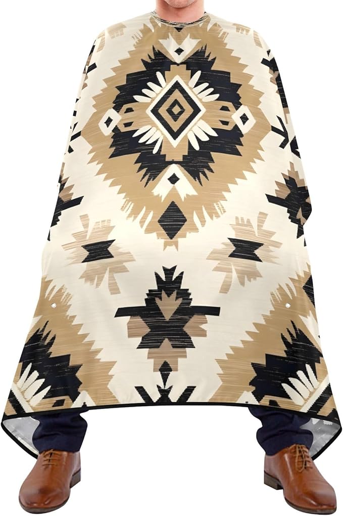 Flradish Native American Tapestry Patterans Barber Cape Waterproof Polyester Hair Cutting Salon Cape Adjustable Neckline Hair Hair Cutting Beard Hairdressing Cape Accessories 55×64 Inch
