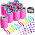 141 Pieces Hair Rollers Set Include 60 Plastic Hair Rollers (Multicolor,6 Size)