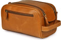 Premium Leather King Size Toiletry Travel Pouch – Handcrafted Dopp Kit Bag with Waterproof Lining, Spacious Design for Travel Essentials, Elegant Tan Finish
